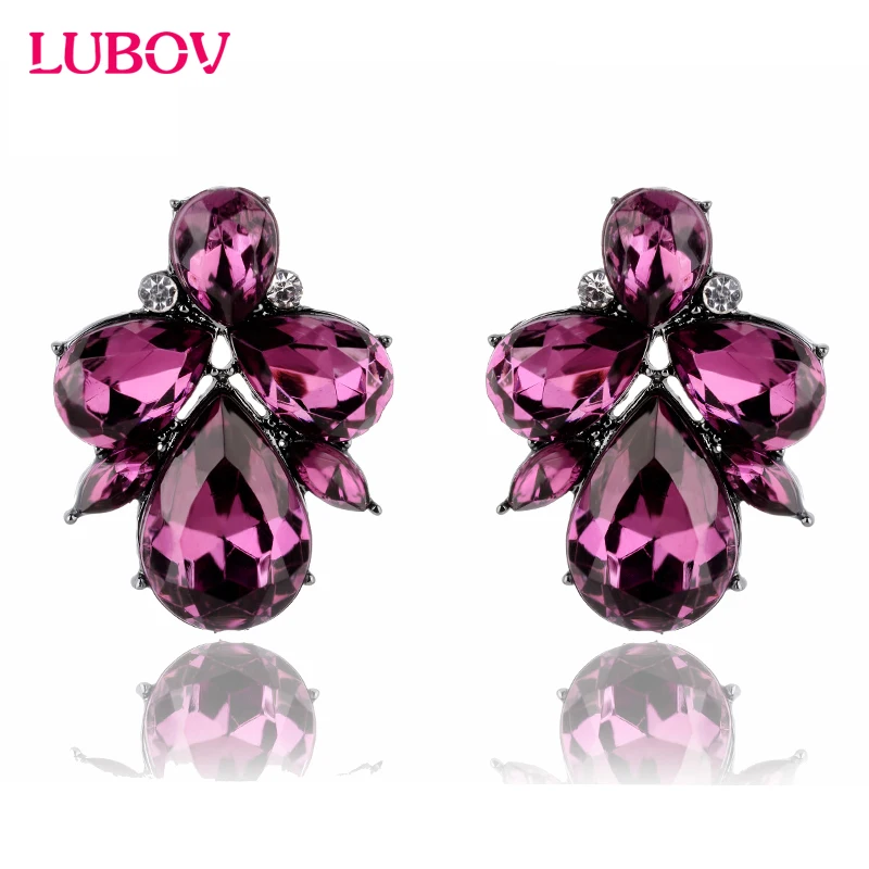 

Fashion crystal Women Earrings Opal Stone Stud Earrings Christmas Party 2018 Brand New Elegant Crystal Earrings For Women gift