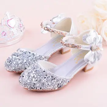 

KKABBYII New Princess Shoes For Girl Children Pu Leather Bowknot High-heeled Shoes Girls Party Sandals Dress Shoe