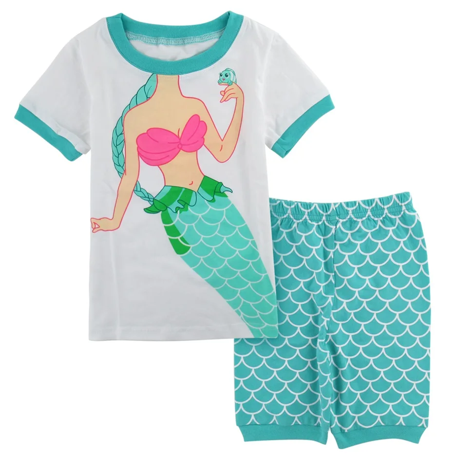 Пижамы для девочек; одежда для сна с единорогом; детская пижама с единорогом и русалочкой; детская пижама; сезон весна-лето; комплект домашней одежды - Цвет: Mermaid 3