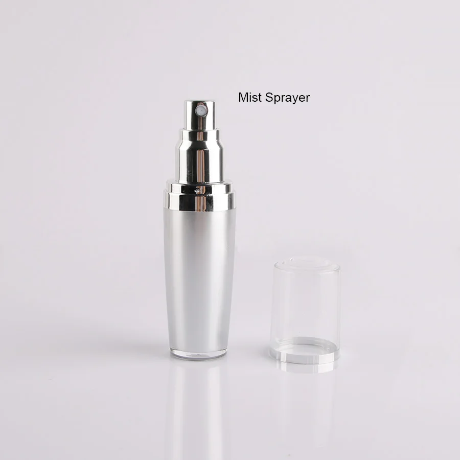 15 мл Акриловая Серебряная бутылка для лосьона или бутылка для распыления тумана, косметический контейнер, косметическая упаковочная бутылочка для косметики - Цвет: Mist Sprayer