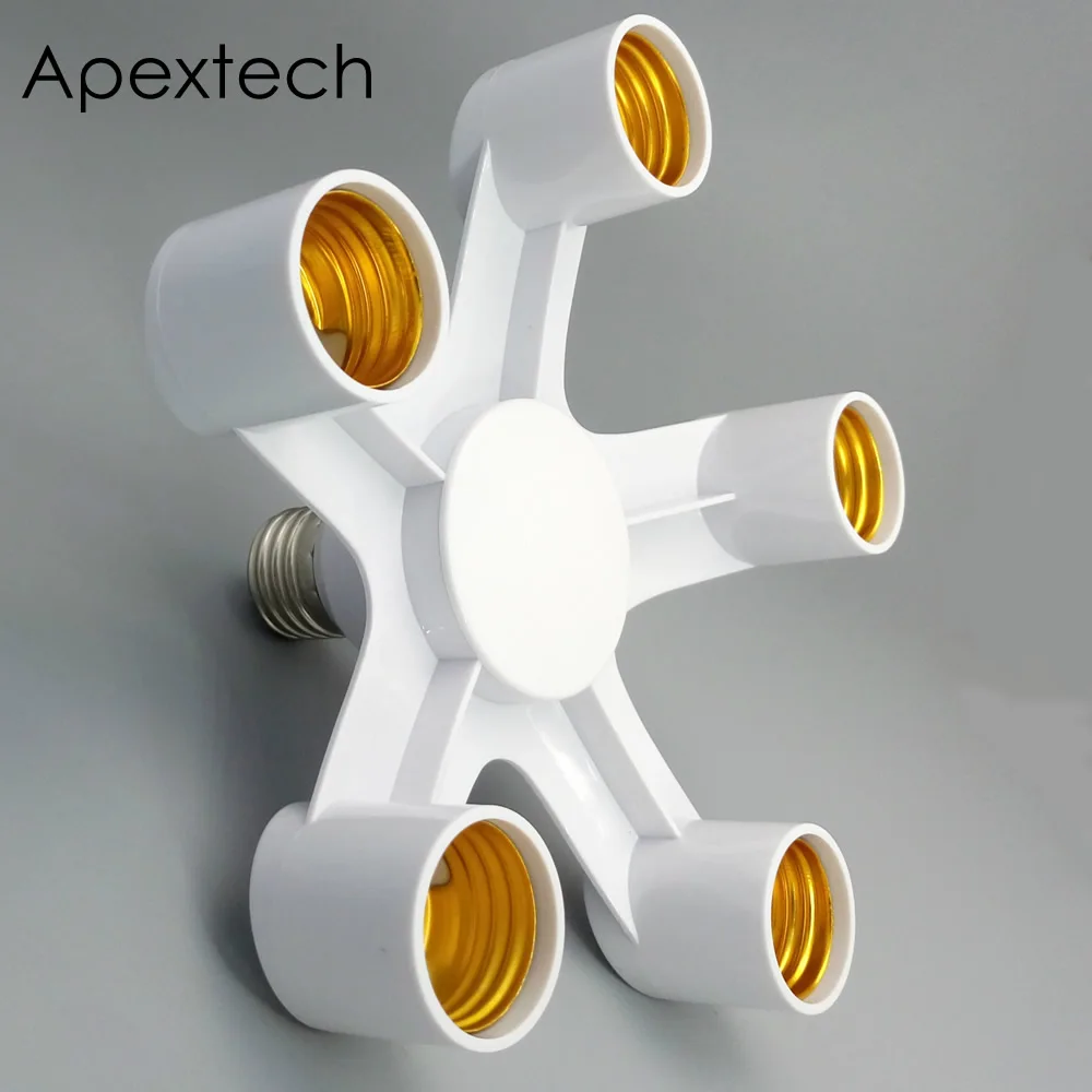 

Apextech E27 Base Hub 1-3 1-4 1-5 Sockets Converter For Indoor Dining Room Reading Room Lighting