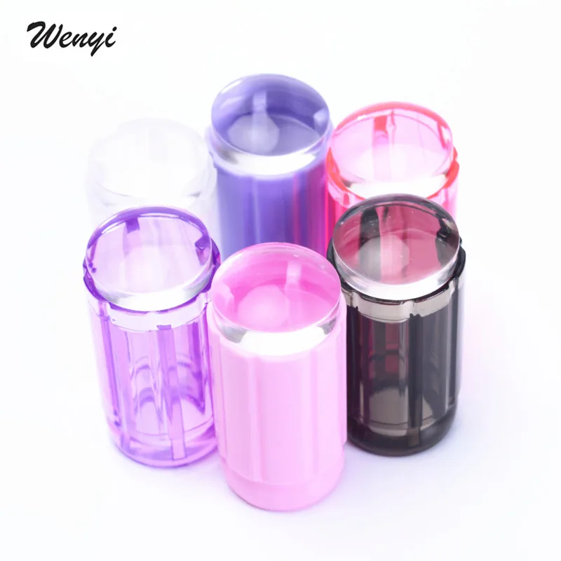 

6 colors 2.8cm clear jelly stamper transparent nail stamping stamp scraper polish print transfer nail stamper tools