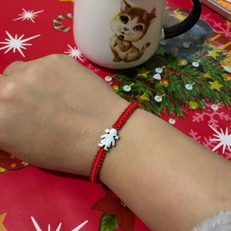 Stainless Steel Cute Little Girl Boy Charm Bracelet Handmade