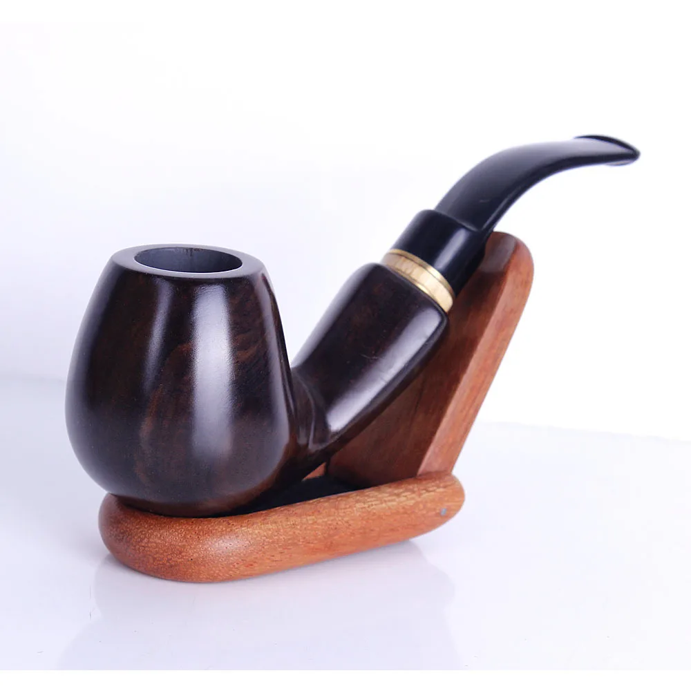 Ebony ring hammer pipe Smooth curved vintage pipe smoking Portable free