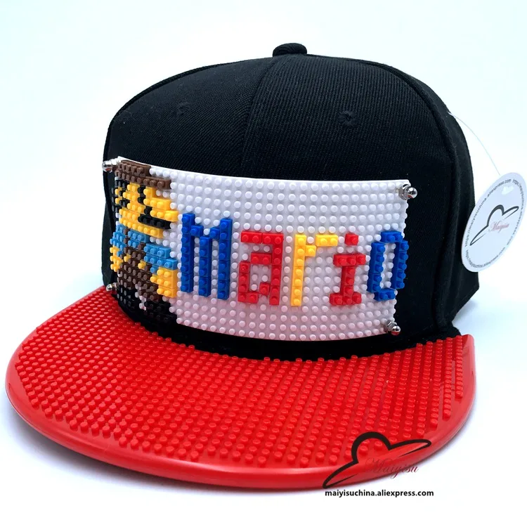 Мода Супер Марио мозаика настроить Snapback DIY Marie brick полями на заказ для шляпы хип-хоп Snapback шляпа бейсбольная Кепка - Цвет: 7