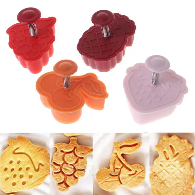 

4Pcs Craft Cutter Plunger Mold Fruit Mould Fondant Sugarcraft Cake Cookie Decorating Tools Set