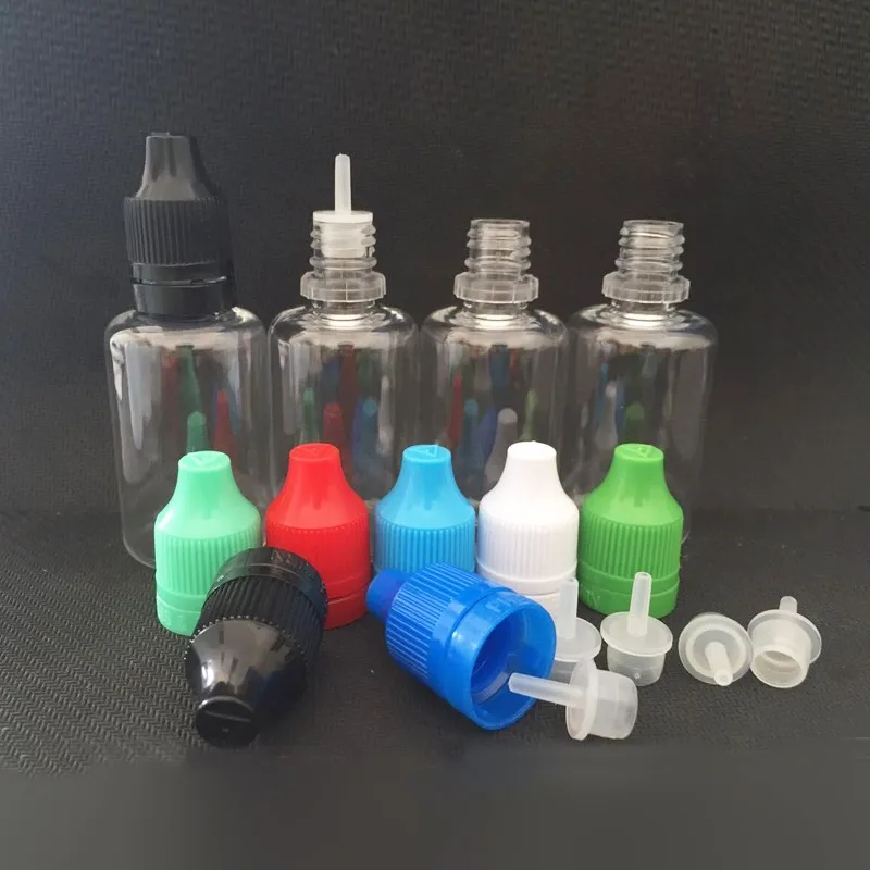 

100pcs Plastic Storage Containers 50ml PET Dropper Bottle Tamper Childproof cap, Dropper Bottles Long Thin Tip E Liquid Bottle