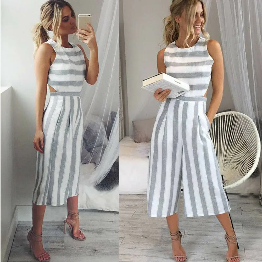 vertical striped jumpsuit