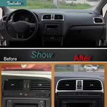 Tonlinker Чехол-наклейка 4 шт. из нержавеющей стали для автомобиля стиль салона приборной панели воздуха на выходе подходит для Фольксваген Поло