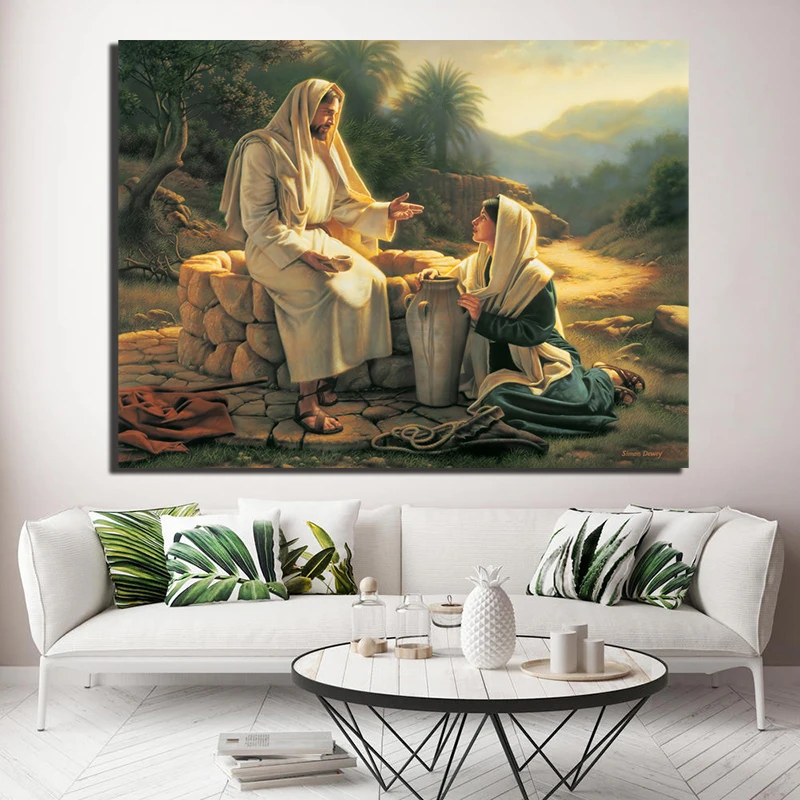 

Jesus Talks With A Samaritan Woman Canvas Prints Picture Modular Paintings For Living Room Poster On The Wall Home Decoration