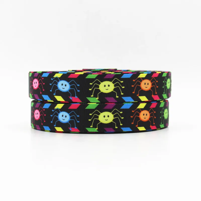 

wm 10 yards lot 7/8inch 22mm 150923021 Halloween Day spider design printed grosgrain ribbon