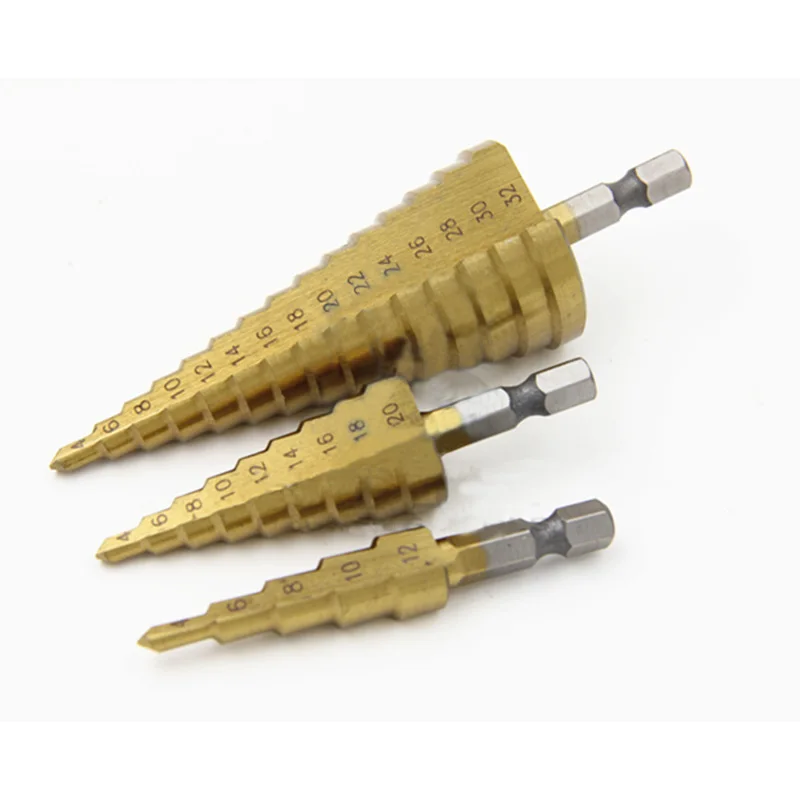 drill bit step drill nail Cutter 4-12/20mm HSS Steel Cone Drill Bit Set HSS Steel Step Sharpening mini sharpening drill chuck