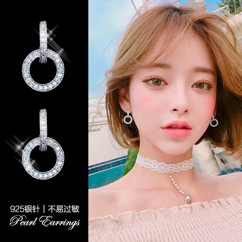 circle full cubic zircon earring Hypoallergenic fadeless alloy fashion jewelry stud earrings for women gift
