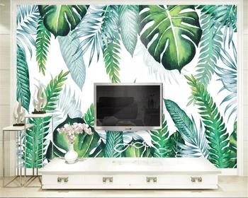 

beibehang Hand drawn tropical plants leaves living room wallpaper background wallpaper for kids room wallpaper for walls 3 d