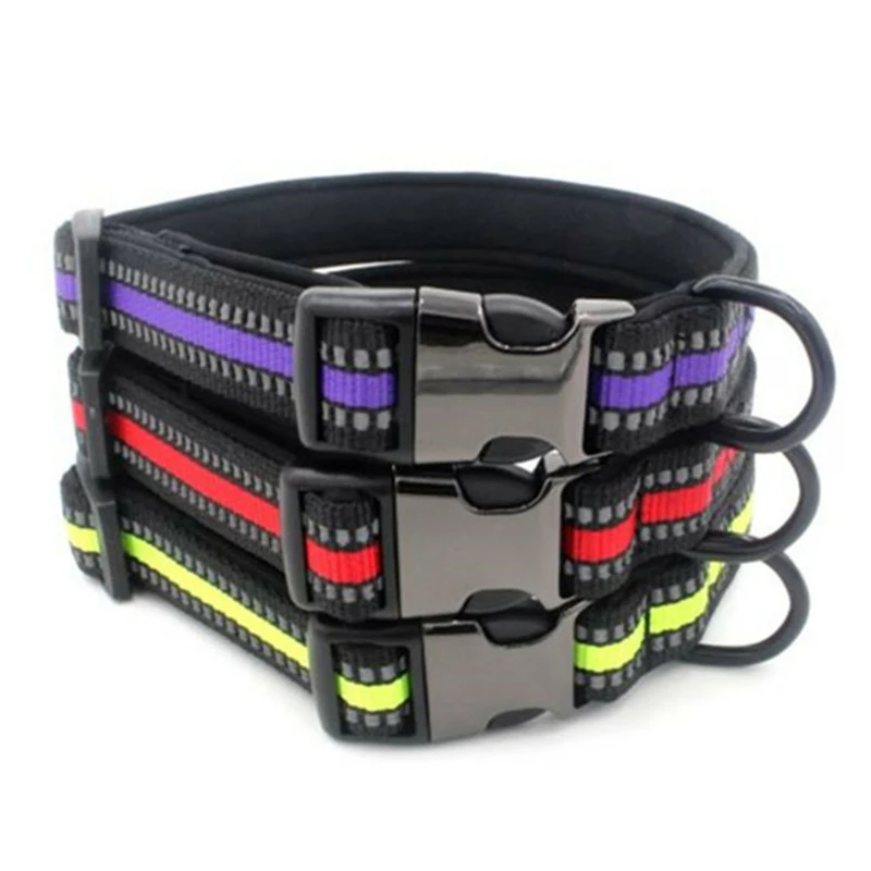 (20 Pieces/Lot) New Arrival Medium Big Dog Collar Reflective Half Metal Plastic Buckle Pet Collars | Дом и сад