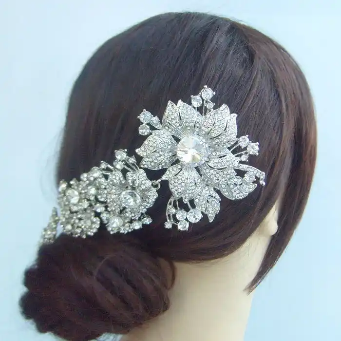 Bridal Hair Accessories Wedding Hair Comb 7 28 Inch Silver Tone
