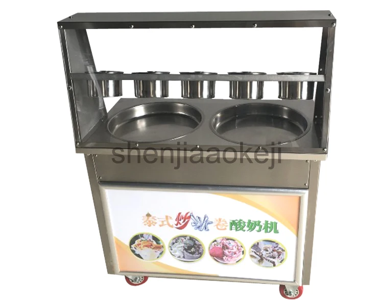 1pc Stainless Steel Double pan Fried Ice Cream Maker Fried yogurt machine fry ice cream roll machine 220v/110V