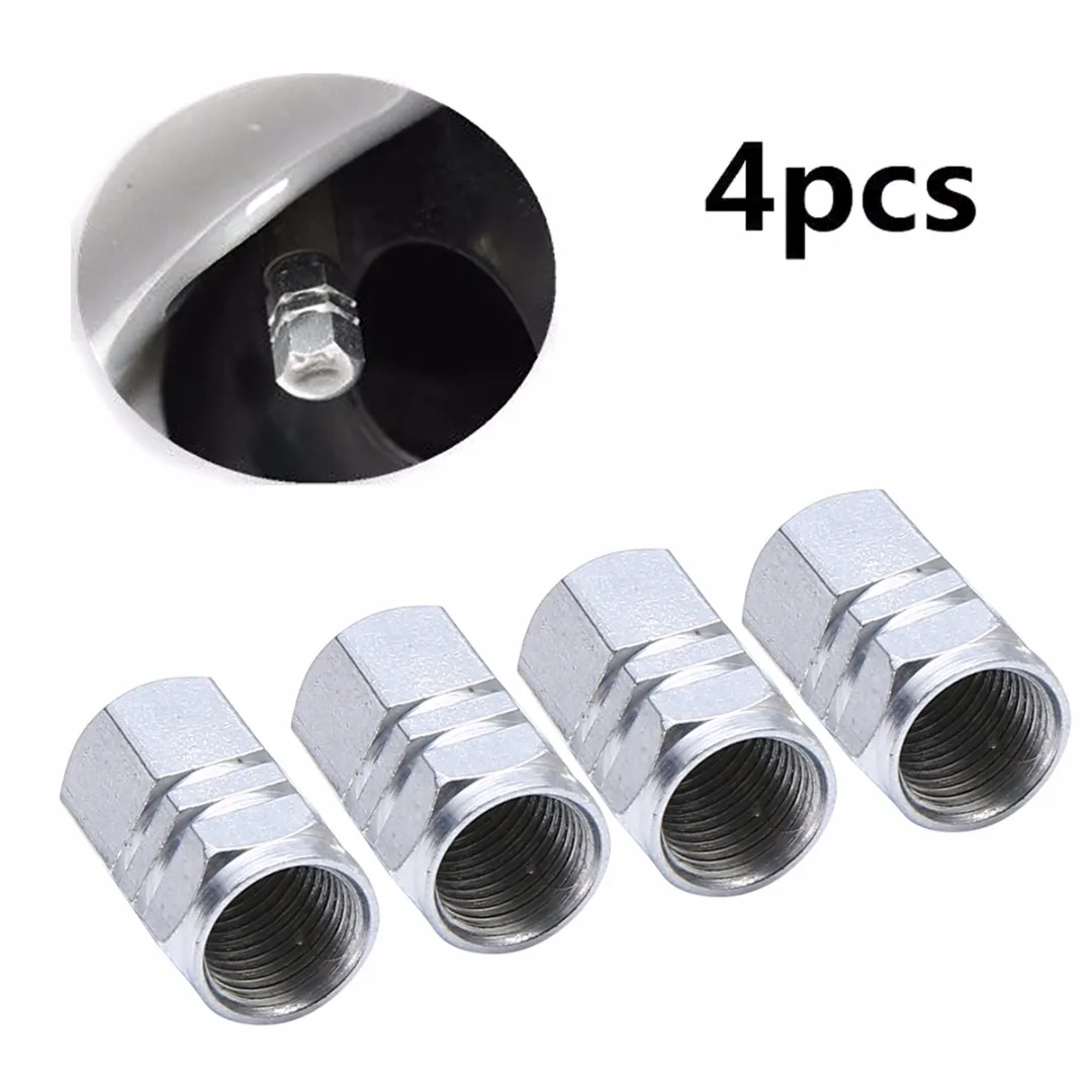 Mayitr 4pcs 16x10mm Universal Tire Valve Cap Silver Aluminum Car Wheel Tire Tyre Valve Air Stem Cover