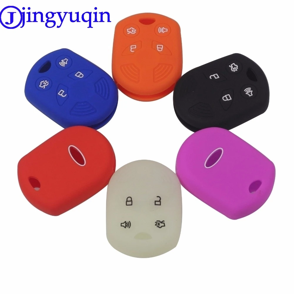 

jingyuqin Remote 4 Buttons Silicone Car Key Cover For Ford Mercury Mariner Lilan Lincoln Navigator MKX MKZ Edge Fusion Mustang