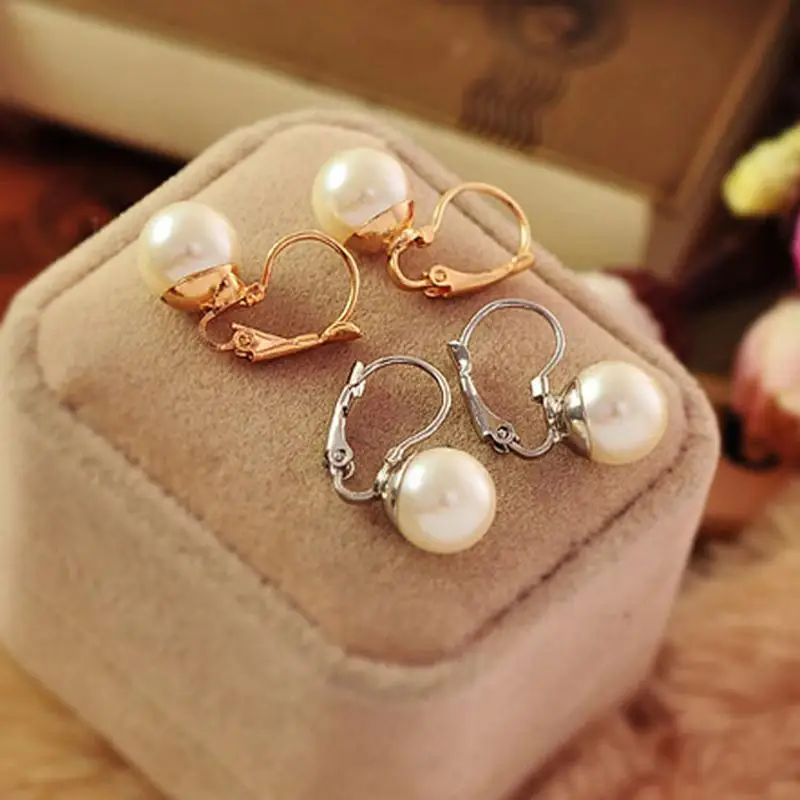 

Trendy Sleek Big Simulated Pearl Ball Pendant Gold Silver Plated Drop Dangle Earrings for Women Fashion piercing Jewelry