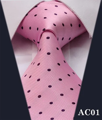 Жаккардовый классический мужской галстук в горошек из шелка цвета - Цвет: AC01