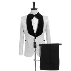 Красивый жениха полушерстяные смокинг для жениха мужские свадебное платье человек куртка Blazer Пром ужин (куртка + штаны + галстук + жилет) a14