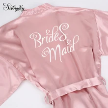 Sisbigdey пыльные Розовые Свадебные вечерние Халаты атласное шелковое кимоно свадебный подарок подружки невесты халат душ мама сестра халат атласный