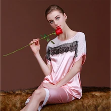 Новое поступление, женский сексуальный пижамный комплект с принтом, Свободный Топ с короткими рукавами и штаны, одежда для сна, домашняя одежда, мягкое нижнее белье iT285