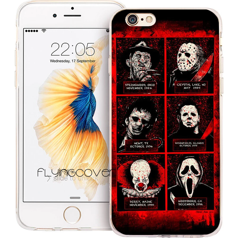 Чехлы для телефонов Coque Horror icons IPhone 10x7 8 6 S Plus 5s 5 SE 5C 4S 4 iPod Touch Чехол прозрачный