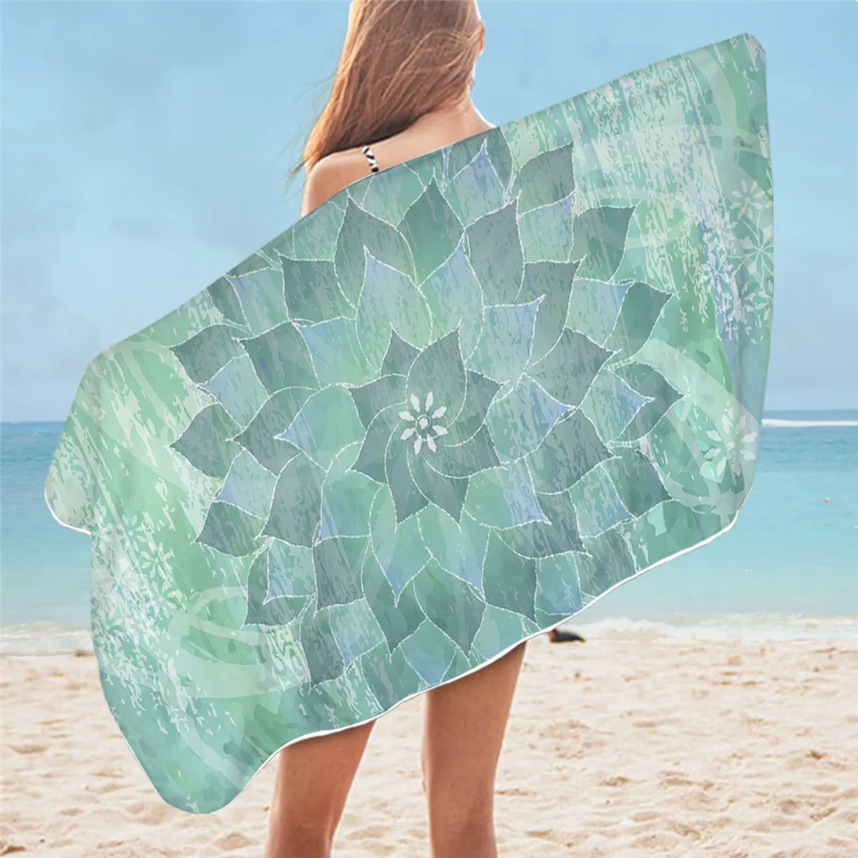 Постельное белье Outlet Мандала полотенце для ванной комнаты цветочное полотенце для пляжа путешествий для взрослых богемное зеленое синее полотенце из микрофибры 75x150 см