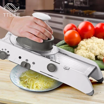 

TTLIFE 304 Stainless Steel Blades Vegetable Fruit Cutter New Adjustable Mandoline Slicer Professional Grater Kitchen Tools