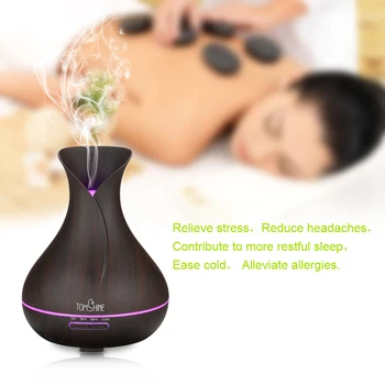 

Tomshine Ultrasonic Aroma Essential Oil Diffuser 400ML Mist Air Humidifier Night Lamp with 7 Colors Changing Light 4 Time Set