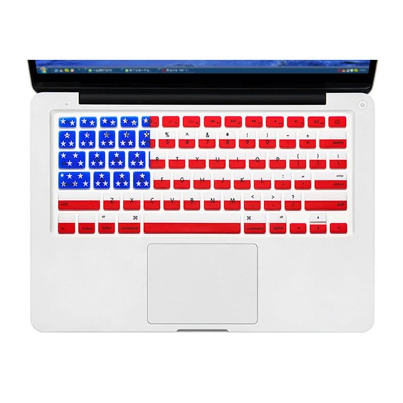 

Zimoon US Version High Quality US. CA. AU. UK. CHN Flag Keyboard Cover For Macbook Air 13 inch Pro 13 15 17 inch