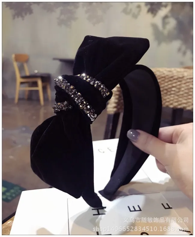  Korea High Quality Fold ribbon Pearl Zircon Retro Hair Accessories Hair Band Hair Bows Flower Crown