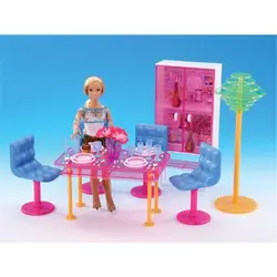 Миниатюрная мебель модная Столовая для Барби Кукольный дом Классические игрушки для девочки бесплатная доставка