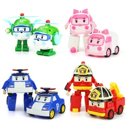 4 шт./компл. Robocar Poli Корея дети игрушечные лошадки робот Трансформеры-аниме фигурку для детей