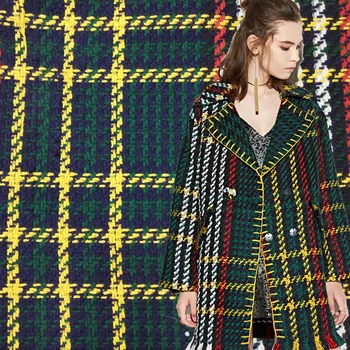 

Woven tweed fabric winter woven woolen plaid fabrics wool woven jacquard 850gsm width150cm