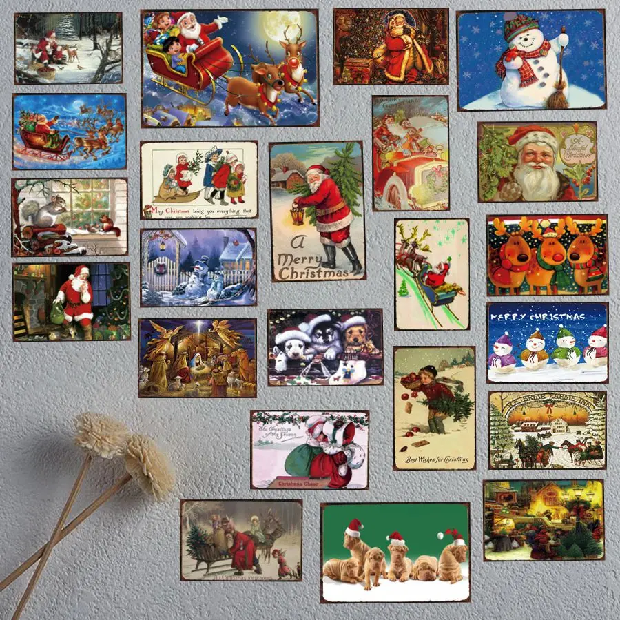 

Christmas Vintage Tin Sign Metal Plate Iron Painting Christmas Decorations For Home Wall Bar Art Craft Decor 30X20CM DU-1165