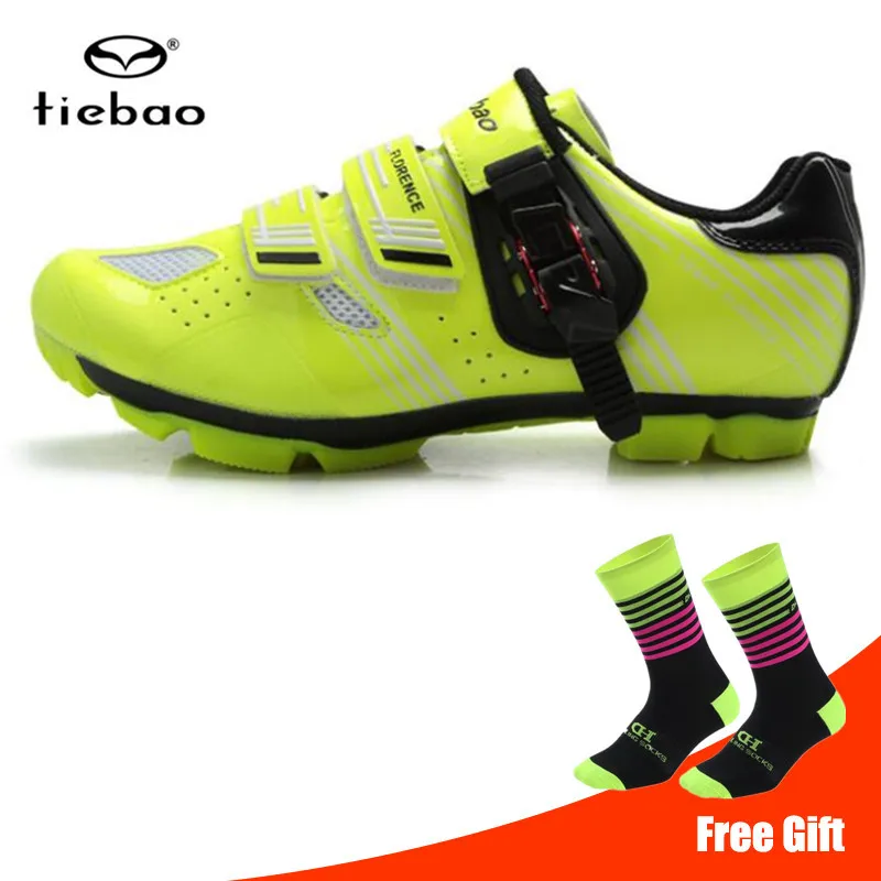 Tiebao MTB велосипедная обувь мужские кроссовки добавить велосипед педаль SPD Набор Открытый Спорт велосипед гоночный самоблокирующийся спортивная обувь - Цвет: add socks