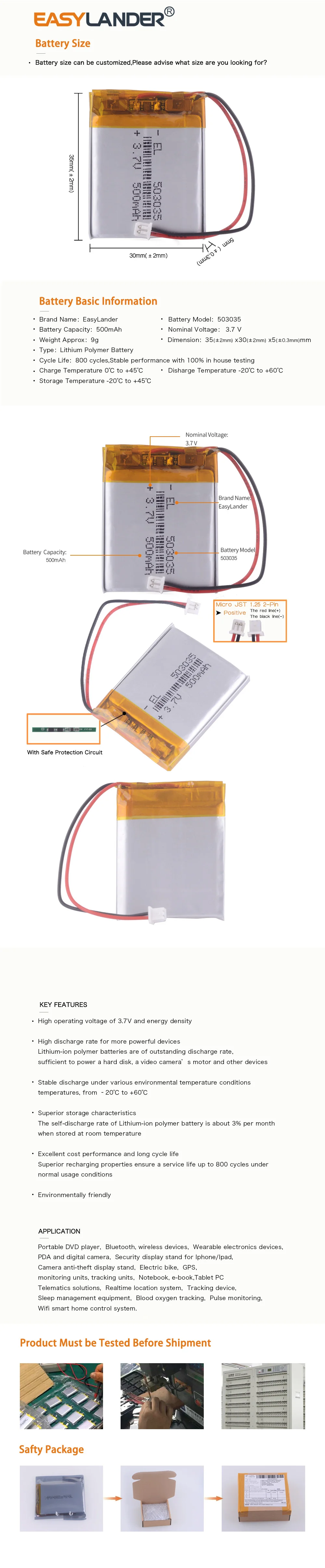 503035 3,7 v литий-полимерная батарея 3 7V Вольт li po ion lipo перезаряжаемые батареи для dvr gps навигации робота