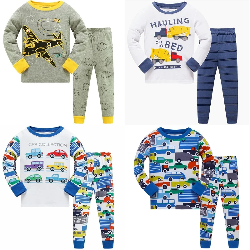 

2019 Brand New Pyjamas Baby Boys Aircraft Sleepwear Kids 100% Cotton Long Sleeve Fashion Cartoon Batman Pajamas For Boys