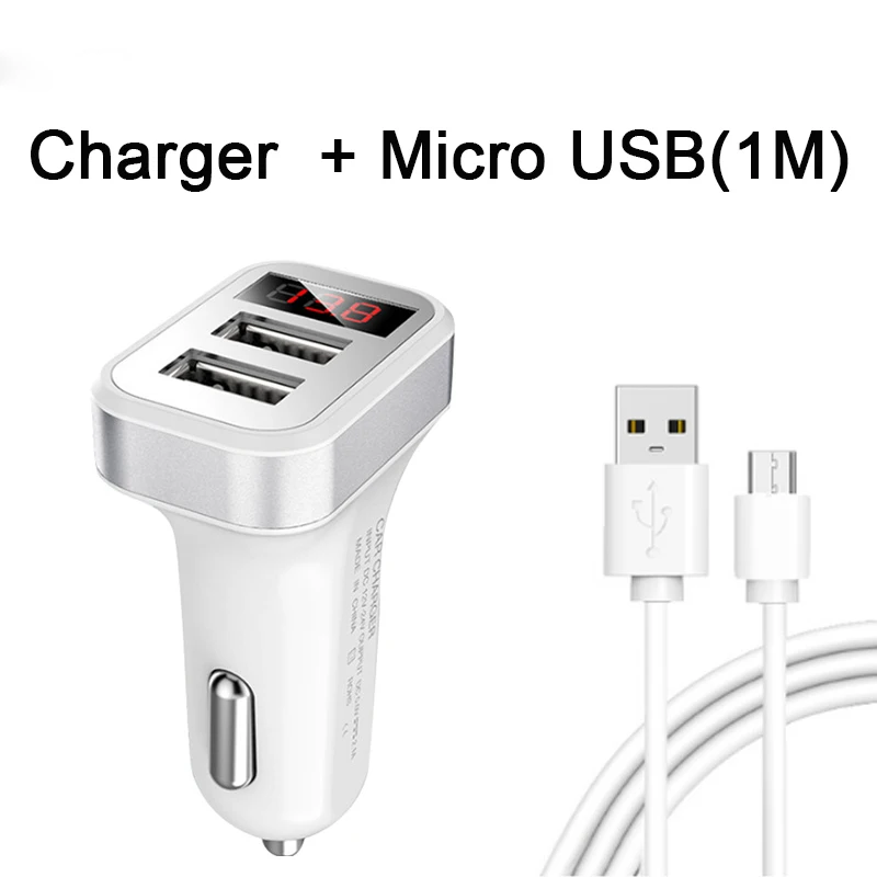 5V 2.1A lcd Dual USB Smart Auto зарядное устройство адаптер Зарядка для huawei P9 P10 P20 Pro mate 9 10 Lite Автомобильное зарядное устройство для телефона Cargador
