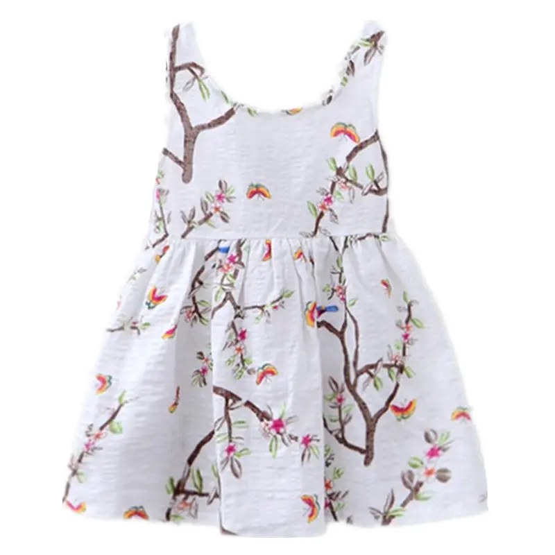 

Children Dresses Kids Girls Sleeveless Flower Print Cotton and Linen Floral Dress Baby Girl Summer dresses for girls Jurk Meisje