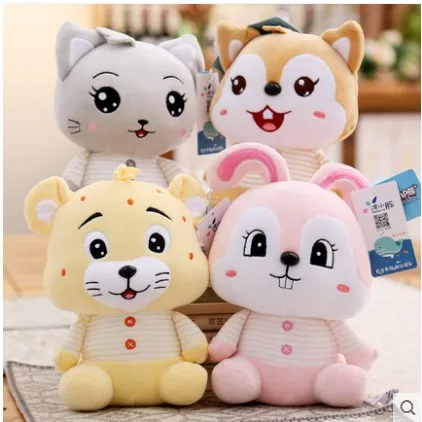 

2019 new cute Soft of the little squirrel kitten figurines tiger rabbit plush toys wedding away baby