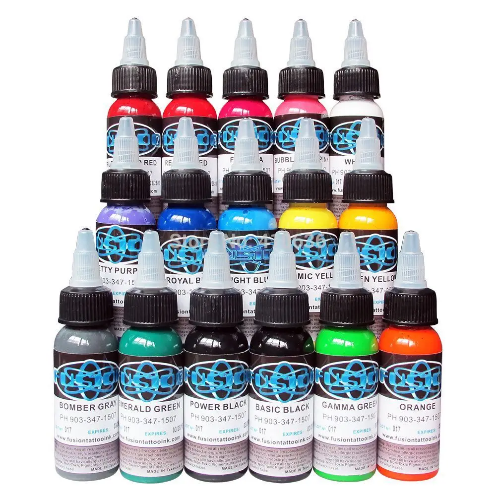 Tattoo Ink Fusion 16 Colors Set 1 oz 30ml/Bottle Tattoo Pigment Make Up Kit TI601 30 16in