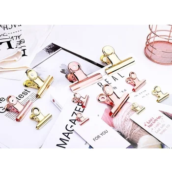 

4colors 6 Pcs / set 31mmStainless Steel Ticket holder round folder stationery clip Accessories