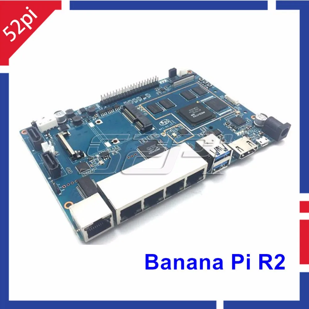 

In Stock! Banana Pi R2 BPI-R2 Quad-Core 2GB RAM with SATA WiFi Bluetooth 8GB eMMC demo Single Board