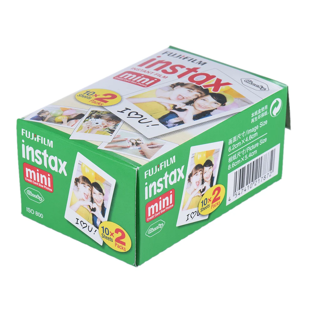 20 шт./кор. fujifilm instax mini 8 9 пленка 40 листов для камеры Instant mini 7 s 25 50 s 90 фотобумага белая кромка 3 дюйма широкая пленка