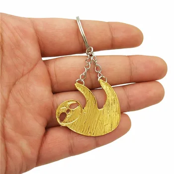 

Wholesale Hot Fashion Cute Sloth Key Chain Gold Color Color Charm Animal Pendant For Women Men Girls Gift Keyring Jewelry