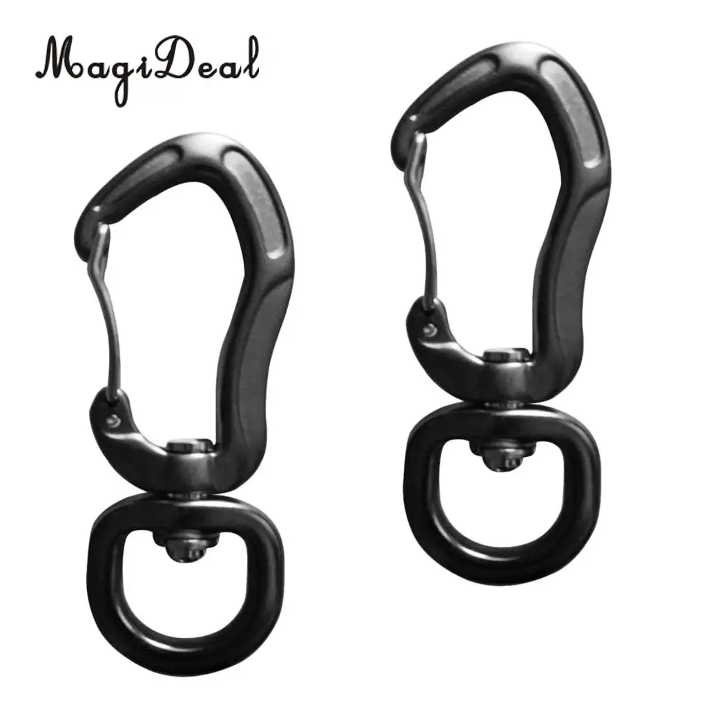 Outdoor 1 Pair Rock Tree Climbing Swivel Carabiner Hanging Connect Hook Camping 71/76mm round eye for Camping Caving Climbing